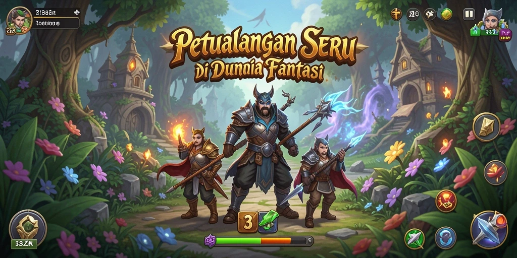 Screenshot utama 33ZK menampilkan pejuang yang beraksi dalam petualangan seru.