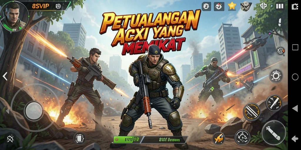 Tampilan aksi seru dari gameplay 8SVIP yang menegangkan.