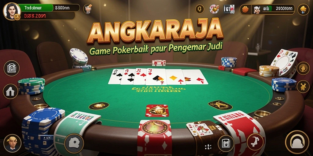 Screenshot utama ANGKARAJA menampilkan aksi seru dalam permainan Poker.