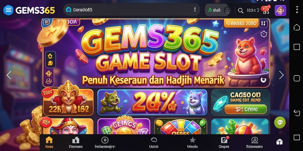 Tampilan menarik gameplay GEMS365 dengan mesin slot beragam.