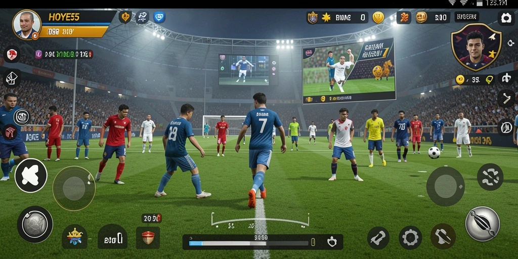 Tampilan gameplay seru di lapangan sepak bola HOYE55.