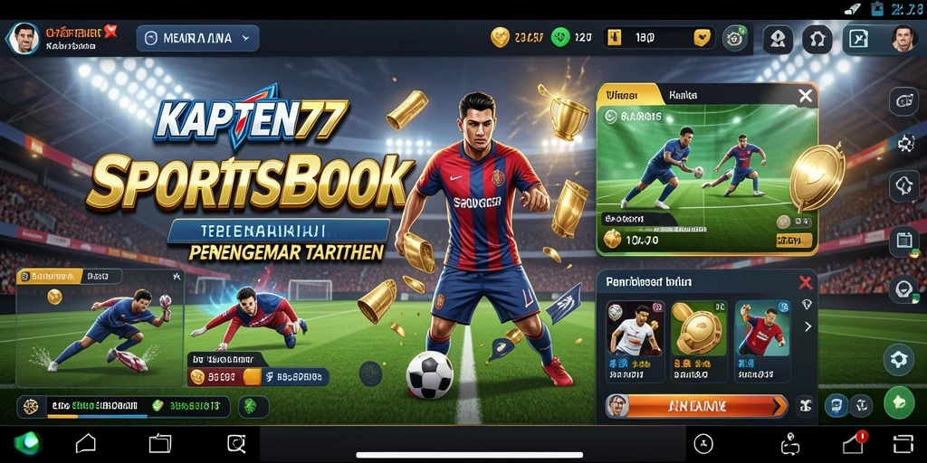 Screenshot utama KAPTEN77 menampilkan antarmuka taruhan olahraga yang menarik.