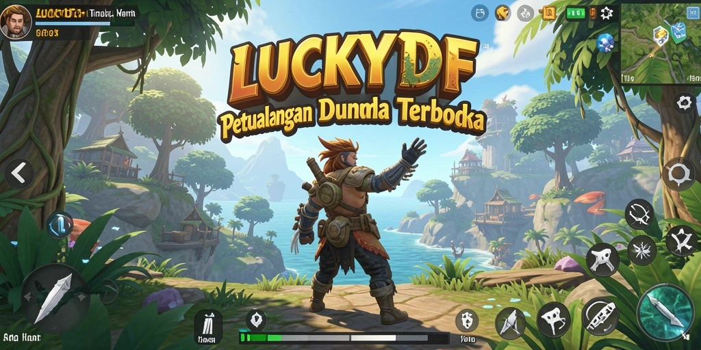 Menampilkan aksi dan eksplorasi seru dalam dunia Open World LUCKYDF.