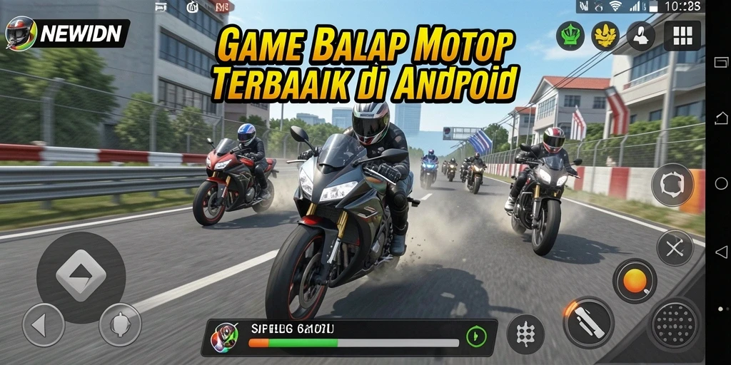 Gameplay seru NEWIDN dengan motor balap yang menegangkan.