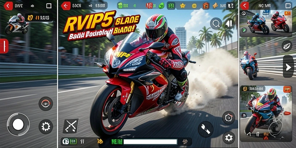 Gameplay seru balap motor di RVIP5 dengan grafis menakjubkan.