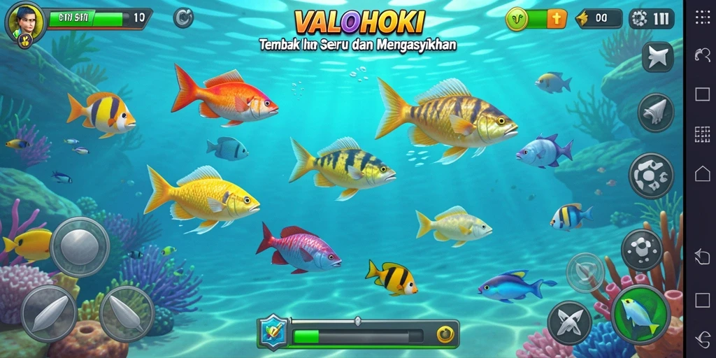 Gameplay seru dengan menembak ikan di VALOHOKI.